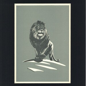 The Lion from Animal Tales, by Ivan T. Sanderson Vintage 1946 Book Print