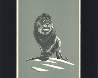 The Lion from Animal Tales, by Ivan T. Sanderson Vintage 1946 Book Print