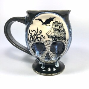 15oz Phantom Blue Monsters Scrimshaw Skull Mug