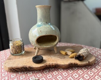 Handgegooid steengoed wierookhaard, keramische wierookbrander, palo santo, meditatiecadeau, handgemaakt aardewerk