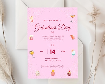 Galentines invitation | Galentines day | Valentine invitation | girls night invitation | digital & printable invitation | Edit in Canva