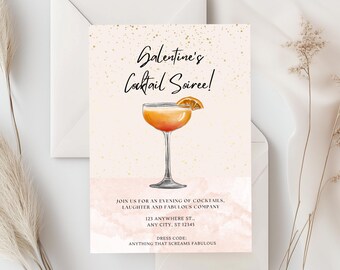 Galentines invitation | Valentine invitation | girls night invitation | cocktail invite | digital & printable invitation | Edit in Canva