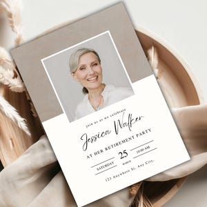 Faire-part de départ en retraite | Invitation retraite | invitation minimale esthétique | faire-part numérique et imprimable | Modification dans Canvas