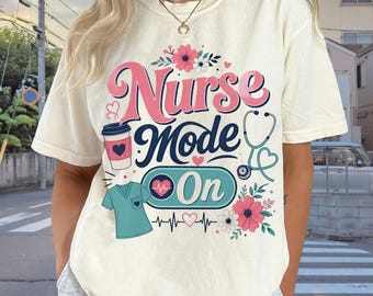 Nurse Mode On PNG, Nurse Sublimation Digital Download, Coffee Heart Healthcare Graphic