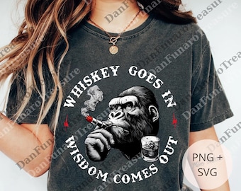 Whisky gaat in wijsheid komt uit grappige png, Bourbon Lover Gift, Whisky png, grappige Bourbon Digital, drinken png, whiskycadeau