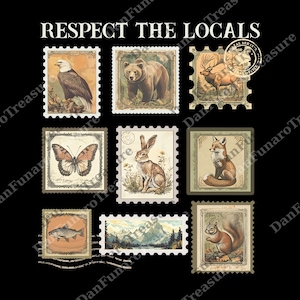 Respect The Local Wildlife png,  Animal digital, Gift For Nature Lover, National Parks png, Vintage Animals png