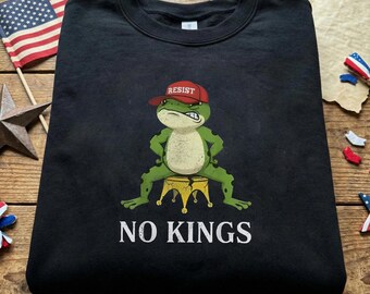 No Kings Political Frog PNG, Anti-Monarchy Digital Instant Download