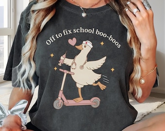 Off to Fix School Boo-Boos Nurse Duck PNG Digital Download, Funny Nursing Sublimation Graphic
