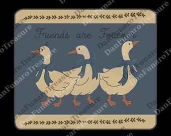 Friends are Forever Goose png, Retro Goose Graphic png, Cute Farm Animal png, Cottagecore Gift png