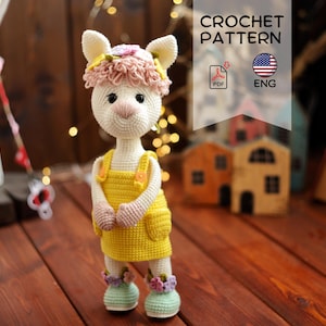 amigurumi crochet toy the cute lama, pattern pdf