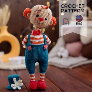 Crochet pattern Clown Lou amigurumi PDF