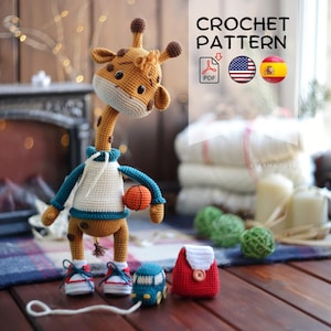 Crochet pattern cute giraffe Melvin doll english spanish PDF