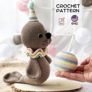 circus sea seal crochet pattern PDF, amigurumi toys seal, crochet pattern seal, crochet seal
