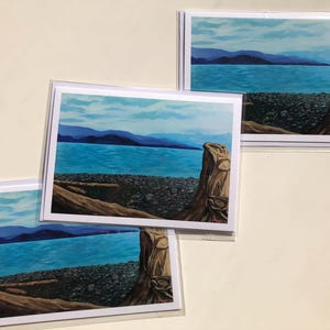 Carte de voeux Parksville, impression d'art acrylique, souvenir de Parksville Beach en Colombie-Britannique, carte à encadrer 5 x 7 pouces, carte pour toutes les occasions