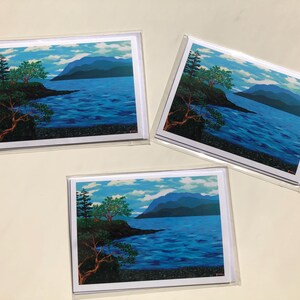 Carte de voeux Arbousier océan, impression d'art acrylique, carte de paysage océanique d'arbousier, carte encadrante 5 X 7 pouces, carte pour toutes les occasions