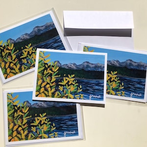 Carte de voeux Upper Kananaskis Lake, impression d'art acrylique, carte paysage de montagne de l'Alberta, carte à encadrer 5 x 7 pouces, carte pour toutes les occasions