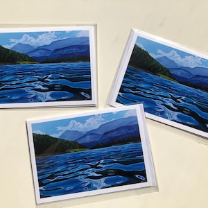 Carte de voeux Waters of Barrier Lake, impression d'art acrylique, carte Alberta Mountain Lake, carte à encadrer 5 x 7 pouces, carte pour toutes les occasions