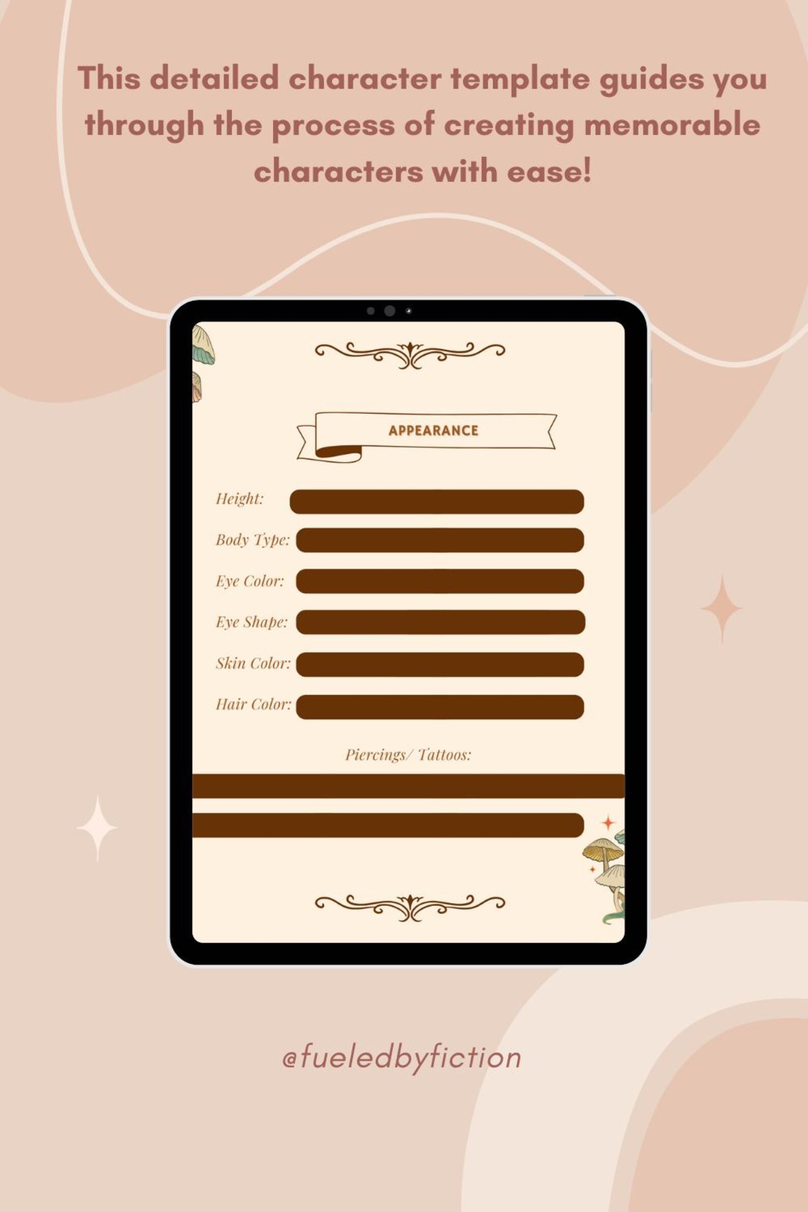 Printable Fantasy Character Template PDF | Character Sheet for Creative ...