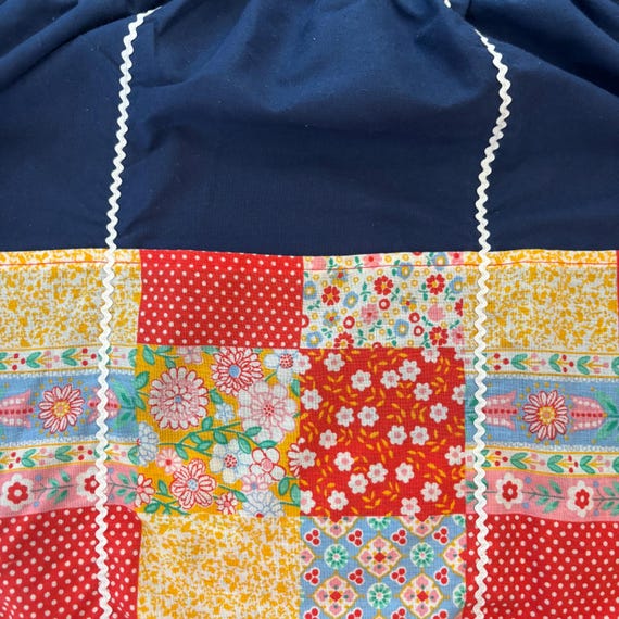 Vintage Patchwork Apron, Double Sided Floral, Ric… - image 4