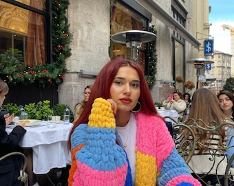 macaroni and cheese  oversized blanket cardigan