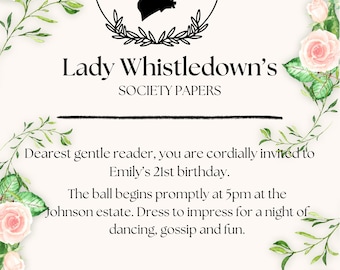 Bridgerton Birthday Invitation
