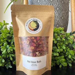 Capullos de rosa roja secos: capullos de rosa orgánicos enteros para té, rituales, baño y manualidades / Flores botánicas aromáticas