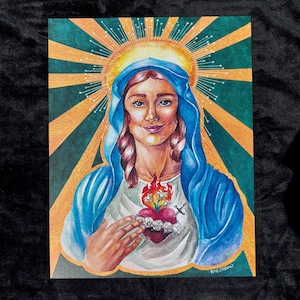 11x14 Immaculate Heart of Mary Watercolor Print