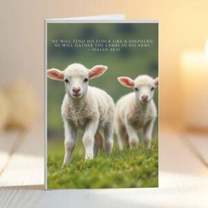Tarjeta de bautismo con corderitos / Tarjeta cristiana de bautismo / Tarjeta de felicitación religiosa