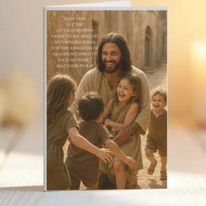 Kind Verlust Karte, Trauer, Fehlgeburt, Komfort, Christliche Karte, Schrift, ""Lasst die Kleinen zu Ihm kommen" Matthäus 19: 14-15."