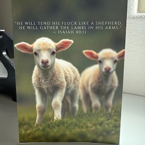 Baptism Card with Baby Lambs | Christian Baby Baptism Card | Religious Greeting Card