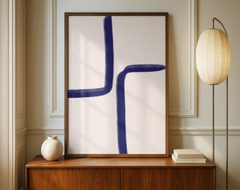 Impression d'art abstrait bleu marine | Décoration scandinave minimaliste (téléchargement numérique)