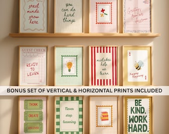 Back To School Gallery Set of 12 Prints, Teacher Wall Art, Homeschool Posters for Classroom Decor, Motivational Classroom Printable