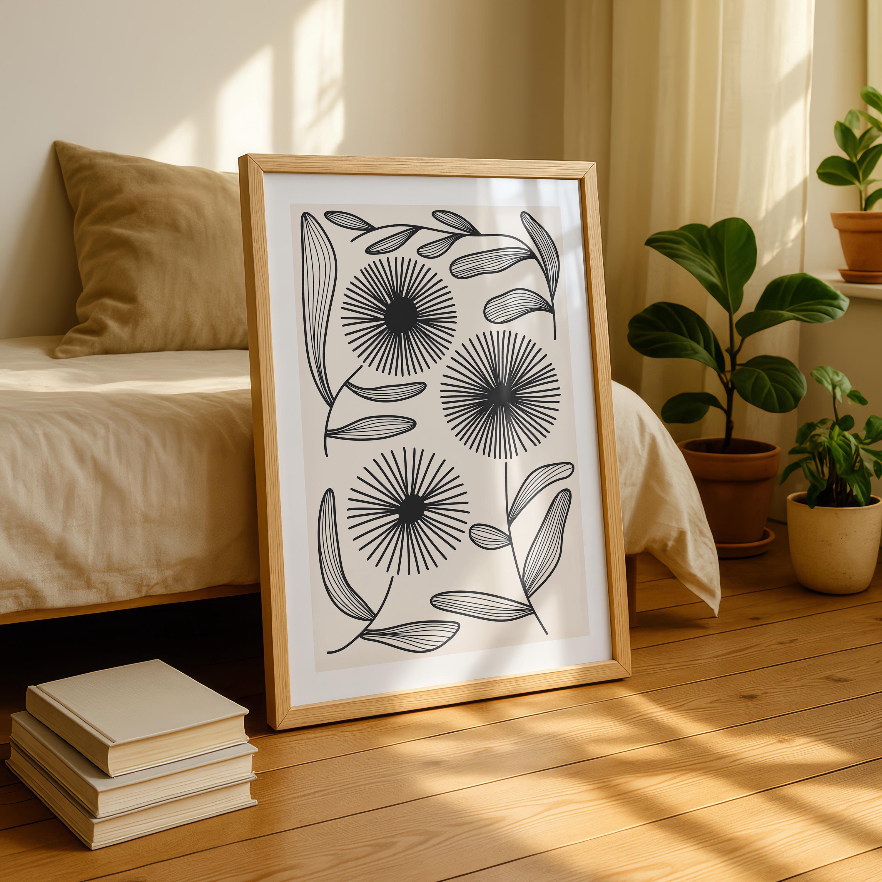 Minimalist Floral Line Art Printable, Neutral Botanical Wall Art, Black ...