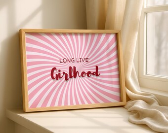 Lámina para habitación de niña con diseño retro de rayos de sol y frase vintage (descarga digital)