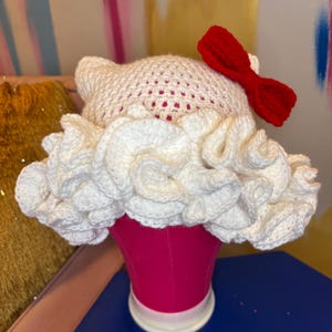 Hey Kitty Crochet Ruffle Bucket Hat