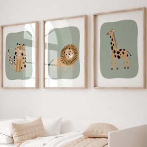 Safari Nursery Print, Safari Nursery Decor, Neutral Nursery, Gender Neutral boho,Safari Animal Print, Sage Green Nursery, Boho Safari Animal