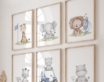 Watercolor Safari Animals Golf Nursery Print Set (Digital Download)