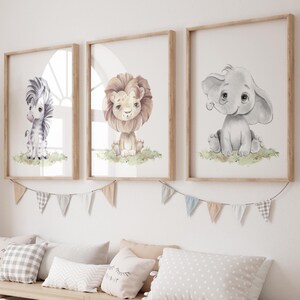 Watercolor Safari Animal Prints: Gender Neutral Nursery Decor (Digital Download)