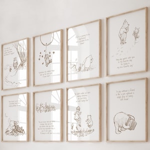 Lámina de Winnie the Pooh, póster de Winnie the Pooh, cita de Winnie the Pooh, decoración de habitación infantil en tonos marrones, lámina marrón para habitación infantil, lámina infantil, habitación infantil en tonos neutros.
