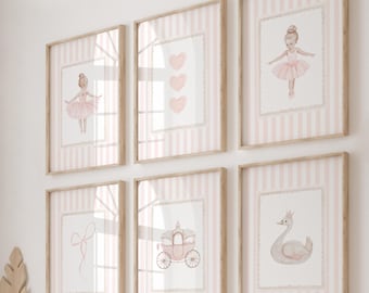 Ballerina Nursery Art Prints, Swan Princess Gallery Wall (Digital Download)