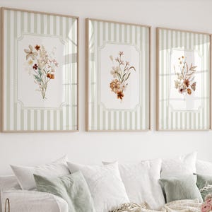Sage Green Wildflower Print Set: Rustic Botanical Wall Art (Digital Download)
