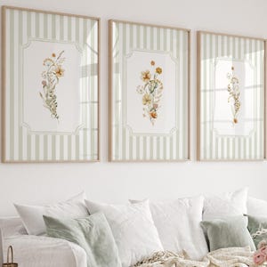 Boho Wildflower Wall Art Set: Sage Green Floral Prints (Digital Download)