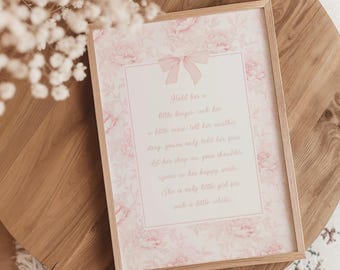 Chinoiserie Baby Girl Nursery Print: Pink Floral Poem (Digital Download)