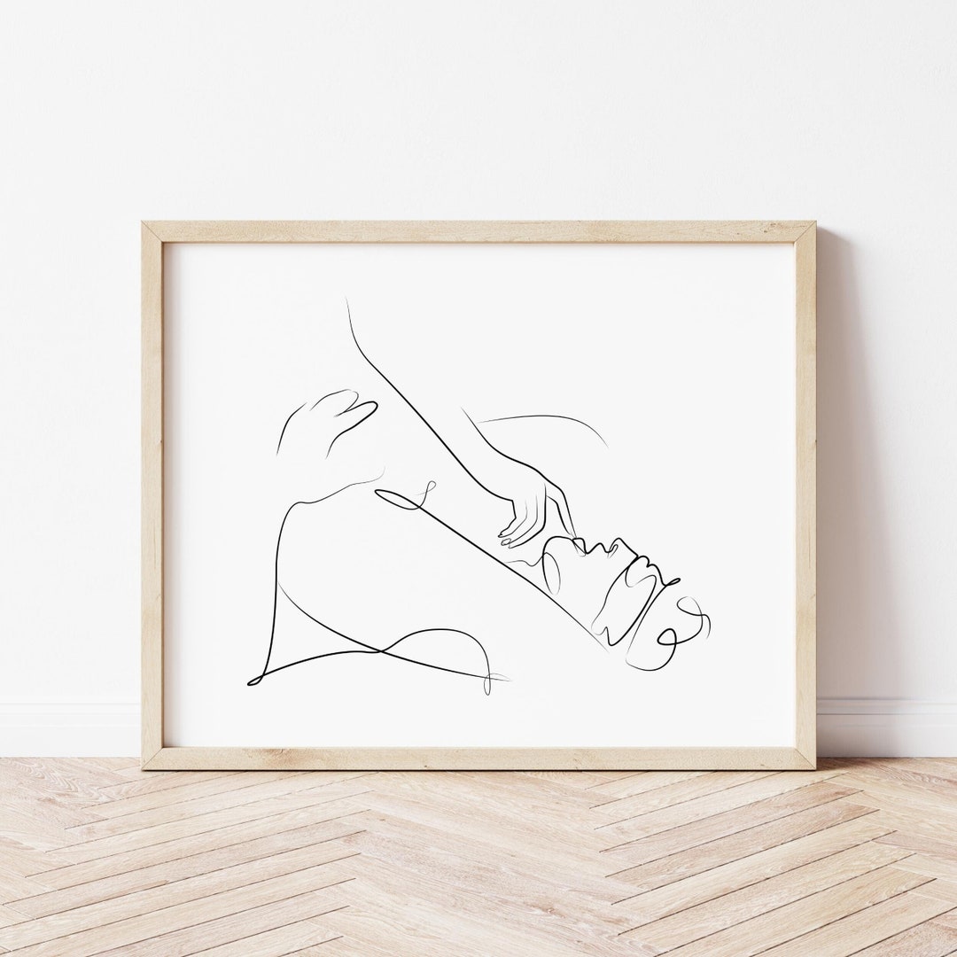 Erotic Line Art Print: Minimalist Couple, Black and White (digital ...