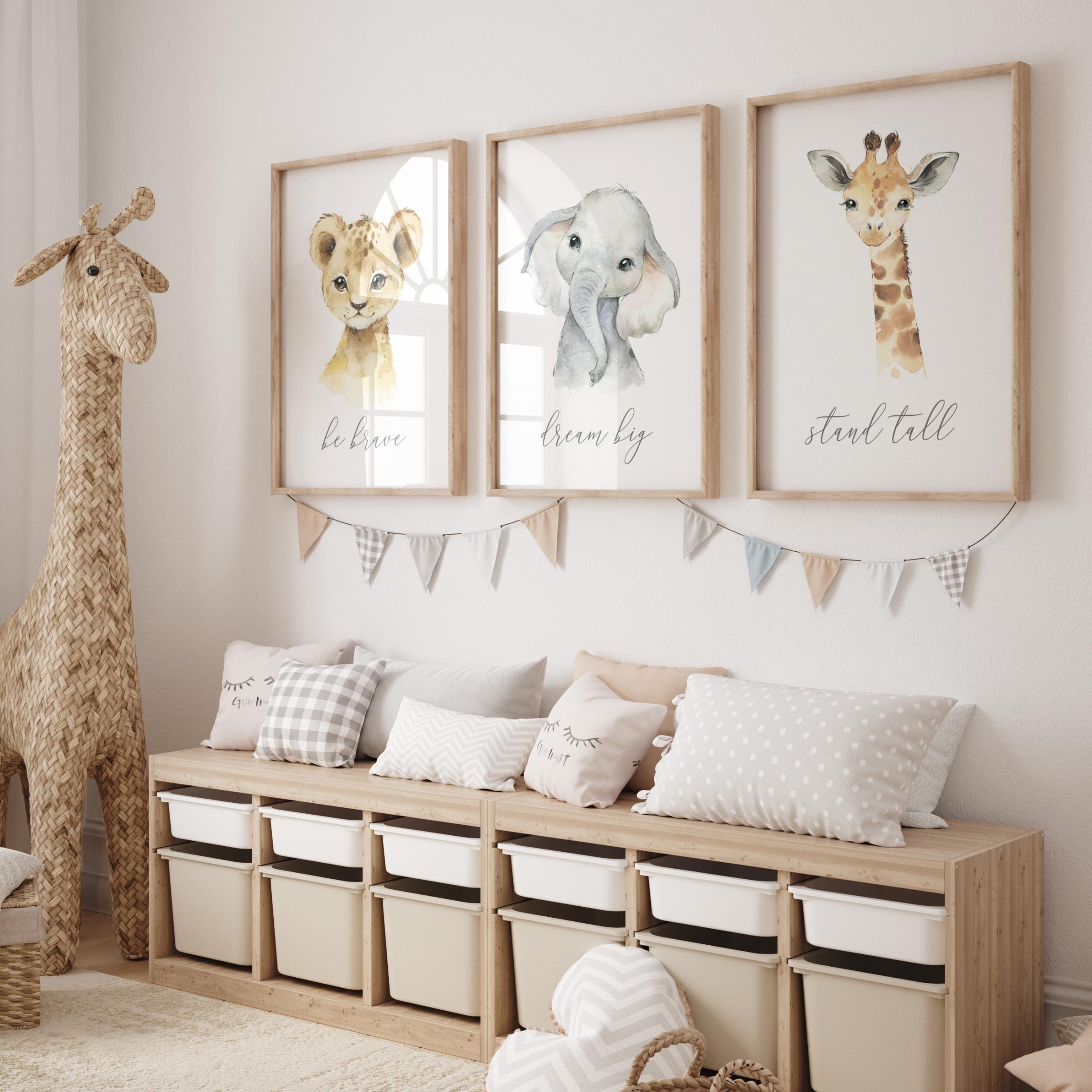 Watercolor Safari Animal Nursery Prints: Gender Neutral Decor (digital ...