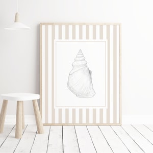 Coastal bathroom wall art seashell print set beige neutral printable digital download