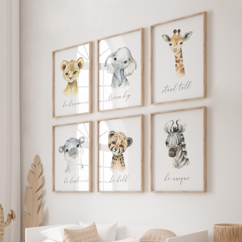 Watercolor Safari Animal Nursery Prints: Gender Neutral Decor (digital ...
