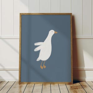 Silly Goose Flying Art Print: Minimalist Nursery Decor (Digital Download)