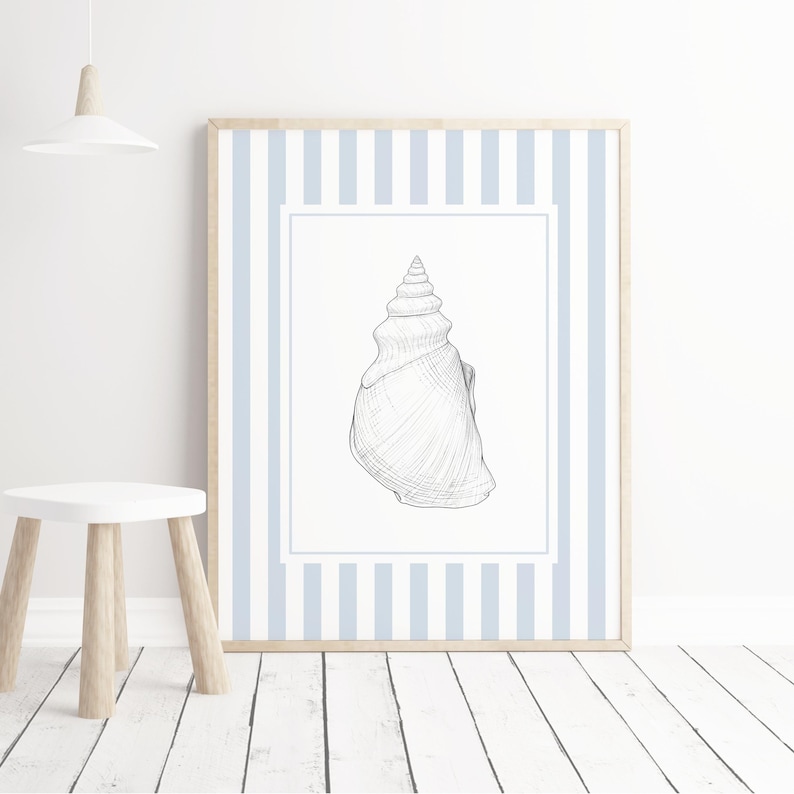 Seashell sketch printable art coastal wall decor set nautical ocean illustration posters