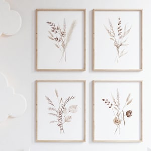 Beige Wildflower Print, Neutral Home Decor, Wild Floral Poster, Autumn Beige Flower Printable, Boho , Beige Home Decor, Dried Flower,Nursery